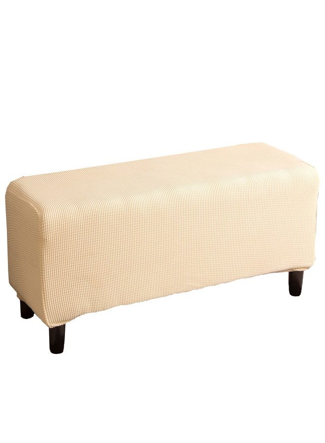 Cornasee غطاء عثماني مطاطي مستطيل الشكل من كورناسي، غطاء قابل للإزالة لمسند القدمين، غطاء تخزين، واقي أثاث، تصميم عصري (بيج، كبير جدًا) - Image 1